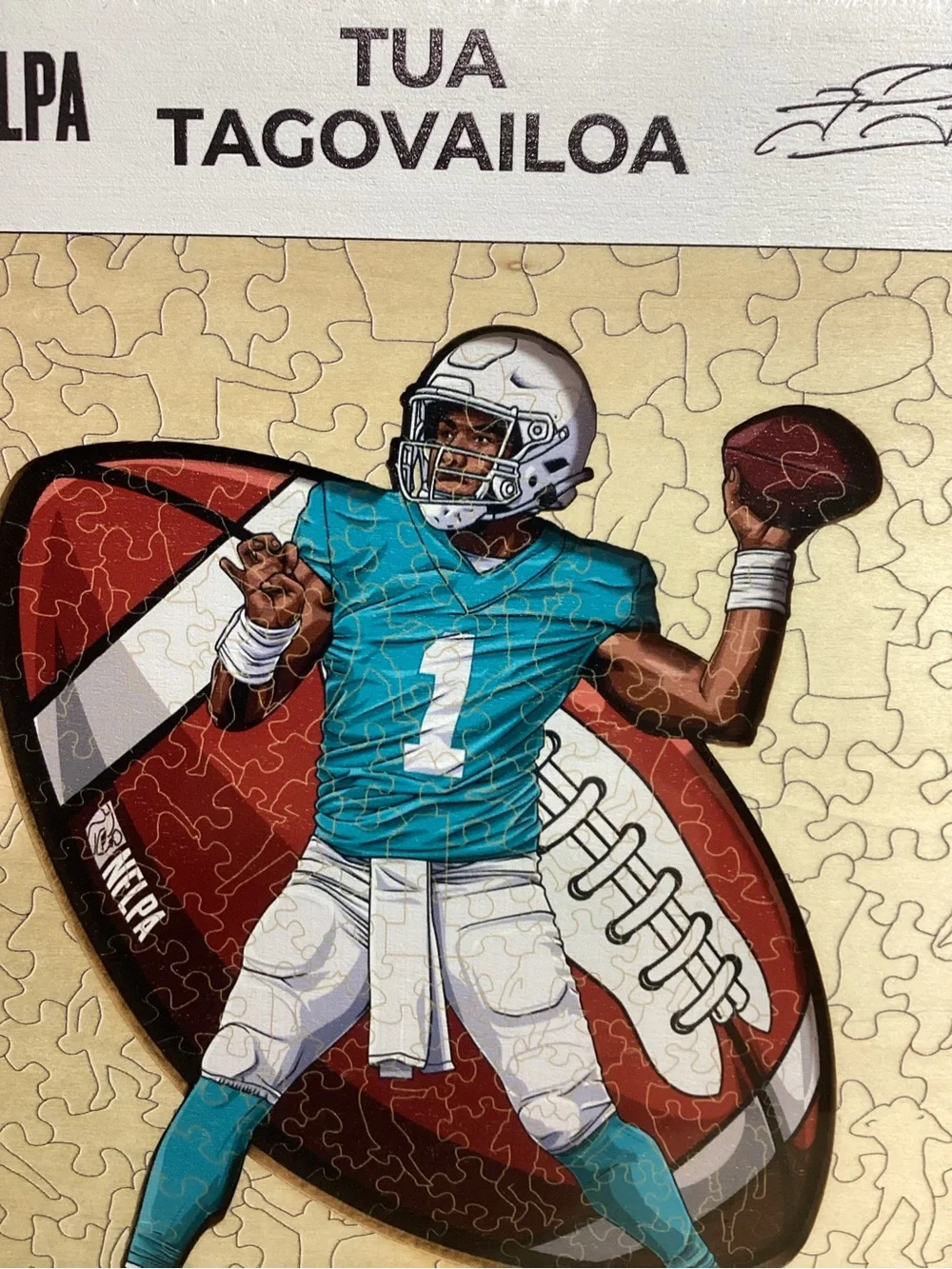 New 2022 NFLPA Wooden Puzzle “TUA TAGOVAILOA”  small 8.3 x 10.6 150 Pieces